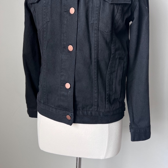 Shaci Fur Jacket Black Jean Jacket Pink Faux Fur - Picture 14 of 16